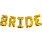 Set Baloane din Folie Metalizata, Embo, Model Scris Bride, Litere de 40 cm, Tema Iubire, Baloane Party, Ambalaj Individual, Pai Inclus, Umflare cu Aer sau Heliu, Auriu - imagine 4