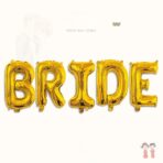 Set Baloane din Folie Metalizata, Embo, Model Scris Bride, Litere de 40 cm, Tema Iubire, Baloane Party, Ambalaj Individual, Pai Inclus, Umflare cu Aer sau Heliu, Auriu - imagine 5