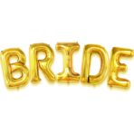 Set Baloane din Folie Metalizata, Embo, Model Scris Bride, Litere de 40 cm, Tema Iubire, Baloane Party, Ambalaj Individual, Pai Inclus, Umflare cu Aer sau Heliu, Auriu - imagine 6
