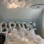 Set Baloane din Folie Metalizata, Embo, Model Scris Bride, Litere de 40 cm, Tema Iubire, Baloane Party, Ambalaj Individual, Pai Inclus, Umflare cu Aer sau Heliu, Argintiu - imagine 3