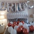 Set Baloane din Folie Metalizata, Embo, Model Scris Bride, Litere de 40 cm, Tema Iubire, Baloane Party, Ambalaj Individual, Pai Inclus, Umflare cu Aer sau Heliu, Argintiu - imagine 6