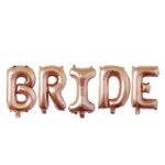 Set Baloane din Folie Metalizata, Embo, Model Scris Bride, Litere de 40 cm, Tema Iubire, Baloane Party, Ambalaj Individual, Pai Inclus, Umflare cu Aer sau Heliu, Roz