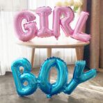Set Baloane din Folie Metalizată, Embo, Model Scris Girl, 43x106.5 cm, Tematica Baby Shower, Baloane Party, Ambalaj Individual, Pai Inclus, Umflare cu Aer sau Heliu, Roz - imagine 4