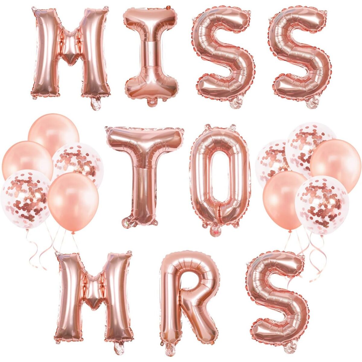 Set Baloane din Folie Metalizata, Embo, Model Scris Miss to Mrs, Litere de 40 cm, Tema Iubire, Baloane Party, Ambalaj Individual, Pai Inclus, Umflare cu Aer sau Heliu, Roz - imagine 3