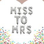 Set Baloane din Folie Metalizata, Embo, Model Scris Miss to Mrs, Litere de 40 cm, Tema Iubire, Baloane Party, Ambalaj Individual, Pai Inclus, Umflare cu Aer sau Heliu, Argintiu - imagine 2