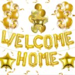 Set Baloane din Folie Metalizata, Embo, Model WELCOME!, Litere de 40 cm, Baloane Party, Ambalaj Individual, Pai Inclus, Umflare cu Aer sau Heliu, Auriu - imagine 3