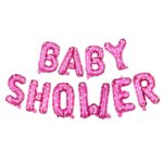 Set Baloane din Folie Metalizata, Embo, Model Baby Shower, Litere de 40 cm, Baloane Party, Ambalaj Individual, Pai, Ata si Adeziv Incluse, Umflare cu Aer sau Heliu, Roz