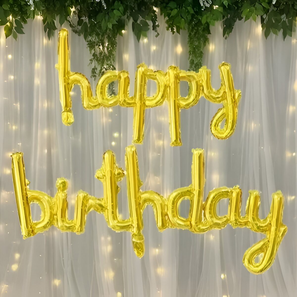 Set Baloane din Folie Metalizată, Embo, Model Happy Birthday, 45x85 cm, 45x124cm, Baloane Party, Ambalaj Individual, Pai inclus, Umflare cu Aer sau Heliu, Gold - imagine 2