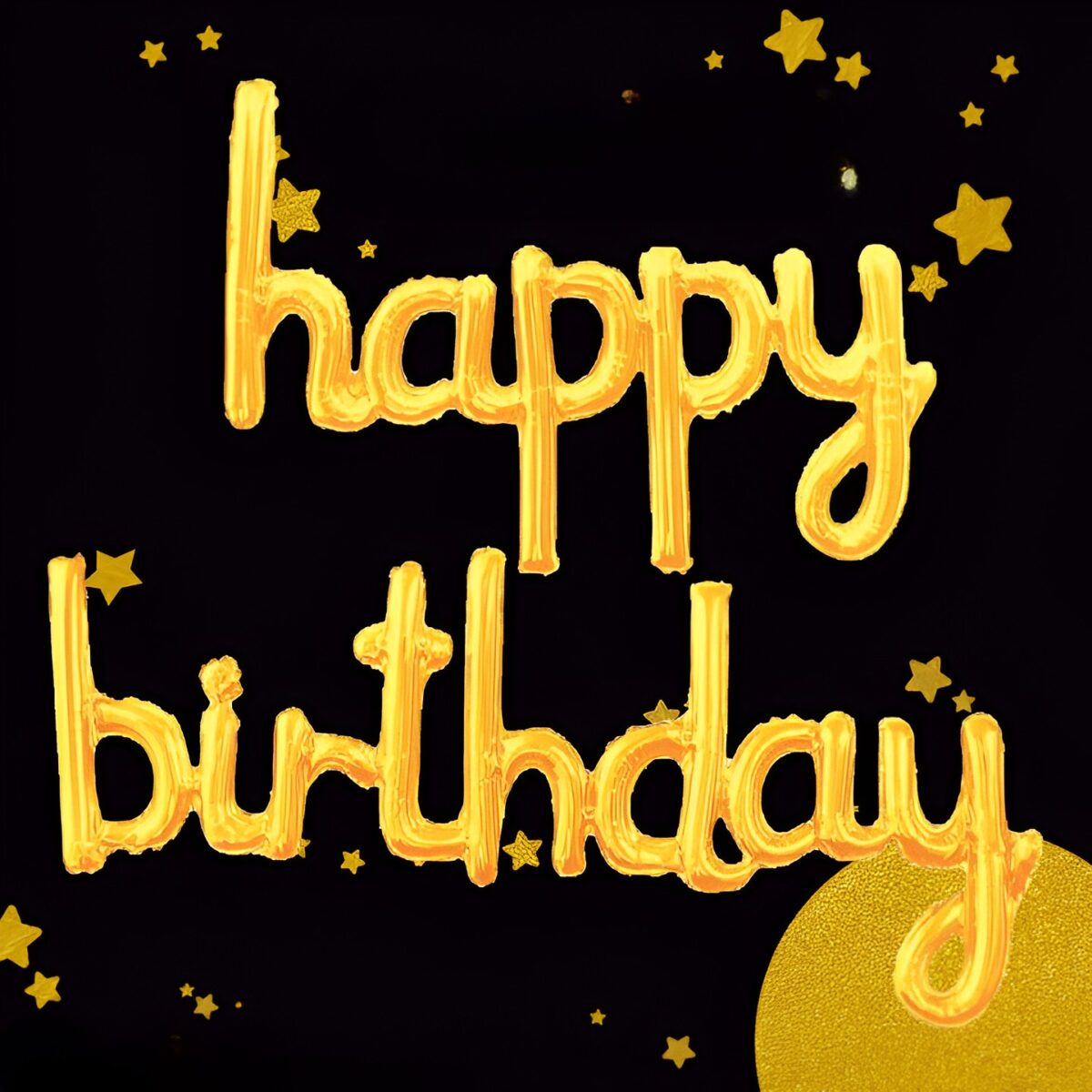 Set Baloane din Folie Metalizată, Embo, Model Happy Birthday, 45x85 cm, 45x124cm, Baloane Party, Ambalaj Individual, Pai inclus, Umflare cu Aer sau Heliu, Gold - imagine 3