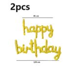 Set Baloane din Folie Metalizată, Embo, Model Happy Birthday, 45x85 cm, 45x124cm, Baloane Party, Ambalaj Individual, Pai inclus, Umflare cu Aer sau Heliu, Gold - imagine 6