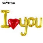 Set Baloane Folie Metalizata, Embo, Model I LOVE YOU cu Inimioara, 54x97 cm, Tematica Ziua Îndrăgostiților, Ambalaj Individual, Pai Inclus, Umflare cu Aer sau Heliu, Auriu - imagine 7