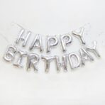 Set 13 Baloane Folie, Embo, Tip Ghirlanda, Model Happy Birthday, 40 cm, Argintiu - imagine 4