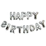 Set 13 Baloane Folie, Embo, Tip Ghirlanda, Model Happy Birthday, 40 cm, Argintiu