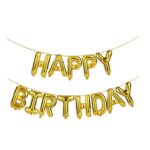 Set 13 Baloane Folie, Embo, Tip Ghirlanda, Model Happy Birthday, 40 cm, Auriu