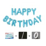 Set baloane folie Embo, Happy Birthday, 40 cm, baby blue - imagine 4