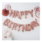 Set baloane folie Embo, Happy Birthday, 40 cm, rose gold - imagine 3