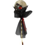Set Buchet Decorativ, Embo, Trandafir in Balon cu Lumini Led, Diametru 35 cm, 2 x Baterii AA (neincluse), Rosu/Negru