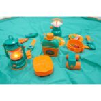 Set camping exterior/interior pentru copii, covoras, 18 ustensile de joaca, +3 ani, multicolor - imagine 3