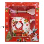 Set cana ceramica cu lingurita Embo, 200 ml, tematica Mos Craciun cu sac de cadouri, multicolor - imagine 2