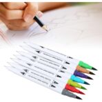 Set Carioci pe Baza de Apa, Embo, 2 in 1, pentru Pictura, Caligrafie, 72 Culori, Penar Negru, Corp Carioca Alb, 24.5 x 18.5 x 5 cm, Multicolor - imagine 5
