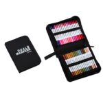 Set Carioci pe Baza de Apa, Embo, 2 in 1, pentru Pictura, Caligrafie, 72 Culori, Penar Negru, Corp Carioca Alb, 24.5 x 18.5 x 5 cm, Multicolor