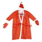 Set Costum de Mos Craciun, Embo, rosu, pentru adulti, catifea, 5 piese