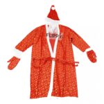 Set Costum de Mos Craciun, Embo, rosu, pentru adulti, catifea, 5 piese