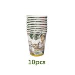 Pahare Cartonate pentru Petreceri, Embo, Set 10 Pahare Cartonate pentru Zile de Nastere, Model Safari cu animale, 230 ml, 8.6 x 7.5 cm, Multicolor - imagine 2