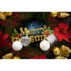 Set de 12 ornamente de brad, Embo, de tip Glob, Alb/ Argintiu, din polistiren, cu finisaj sclipitor , cutie  4  cm adancime x 20  cm inaltime x 12  cm lungime) - imagine 3