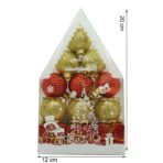 Set de 12 ornamente de brad, Embo, de tip Glob, Rosu/ Auriu, din polistiren, cu finisaj sclipitor , cutie 4 cm adancime x 20 cm inaltime x 12 cm lungime) - imagine 6