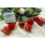 Set de 35 ornamente de brad, Embo, de tip Glob, Alb/ Rosu, din polistiren, cu finisaj sclipitor , cutie 11 cm adancime x 19 cm inaltime x 11 cm lungime) - imagine 2