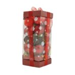 Set de 35 ornamente de brad, Embo, de tip Glob, Rosu, din polistiren, cu finisaj sclipitor , cutie 11 cm adancime x 19 cm inaltime x 11 cm lungime)