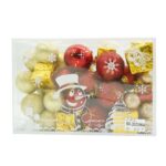 Set de 45 ornamente de brad, Embo, de tip Glob, , din polistiren, cu finisaj sclipitor , cutie 8 cm adancime x 24 cm lungime x 16 cm inaltime