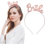 Set de Accesorii pentru Mireasa, Embo, Coronita, Panglica, Stickere, Voal, Model Bride To Be, Tematica Nunta, Alb-Roz - imagine 6