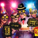 Set Accesorii pentru Petrecere, Embo, Props pentru Coltul de Poze, pentru Majorat, Aniversare 18 Ani, Ochelari, Palarii, Mustata, Cravata, pentru Evenimente, Multicolor - imagine 4