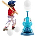 Set de Baseball 5 Piese pentru Copii, Embo, Jucarie Dinosaur Press, 14x23 cm, Verde/Albastru