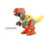 Set de Constructie/Asamblare, Embo, 4 Dinozauri, cu Bormasina Electrica, Baterii 2 x AA, Surubelnita si Cutie Depozitare, 22.5 x 14.5 x 15 cm, Multicolor - imagine 7