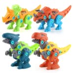 Set de Constructie/Asamblare, Embo, 4 Dinozauri, cu Bormasina Electrica, Baterii 2 x AA, Surubelnita si Cutie Depozitare, 22.5 x 14.5 x 15 cm, Multicolor - imagine 16