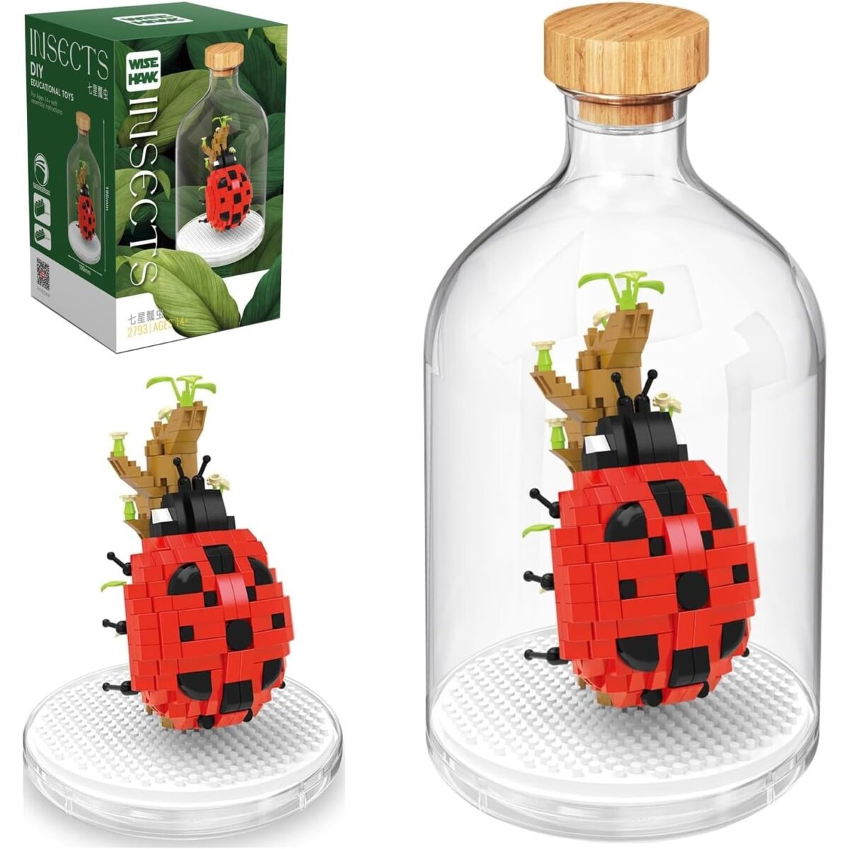 Set de Construit in Sticla, Embo, 379 Piese, din Plastic, +14 Ani, 10 x 19.6 cm, Model Buburuza, Multicolor - imagine 3