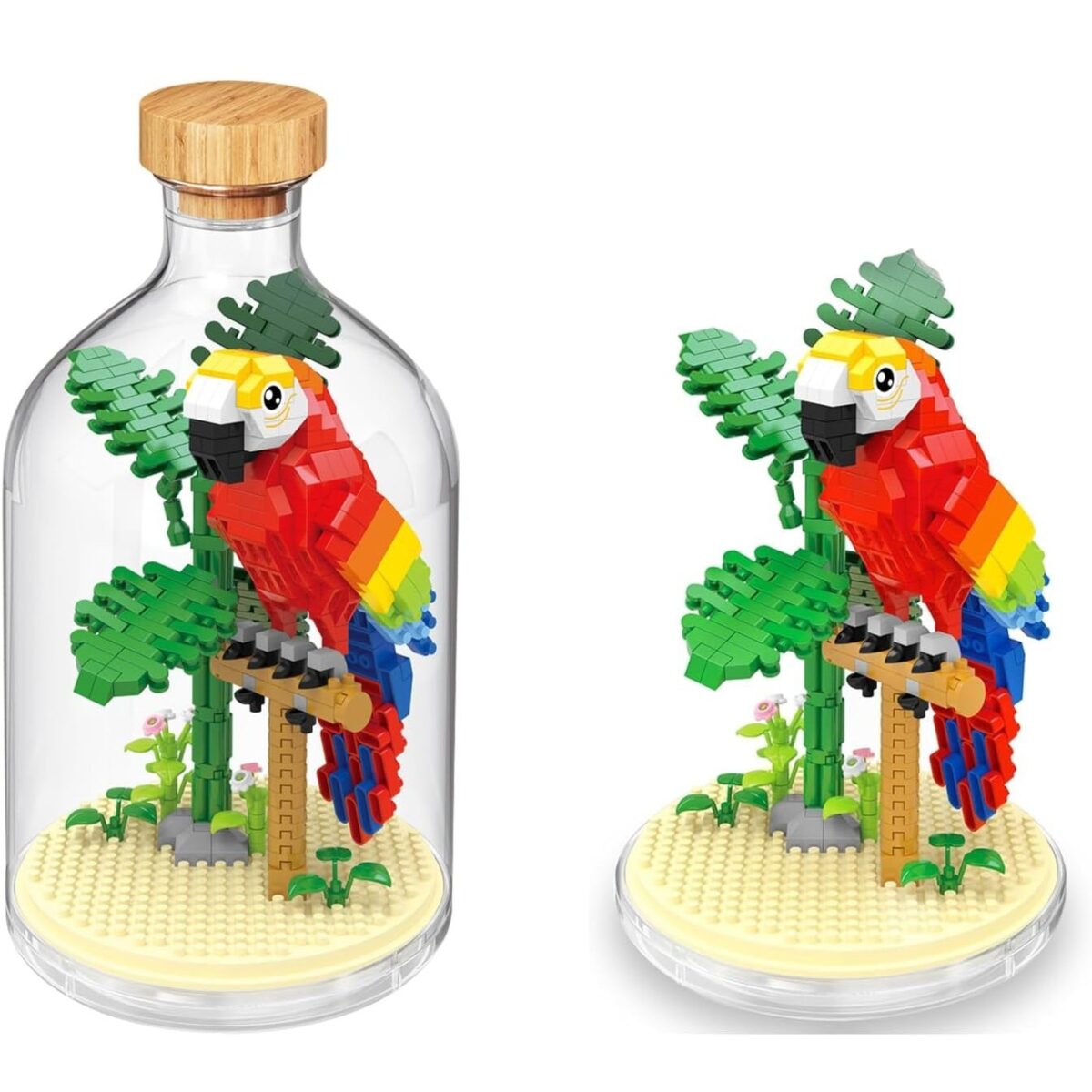 Set de Construit in Sticla, Embo, 483 Piese, din Plastic, +14 Ani, 10 x 19.6 cm, Model Papagal, Multicolor - imagine 3