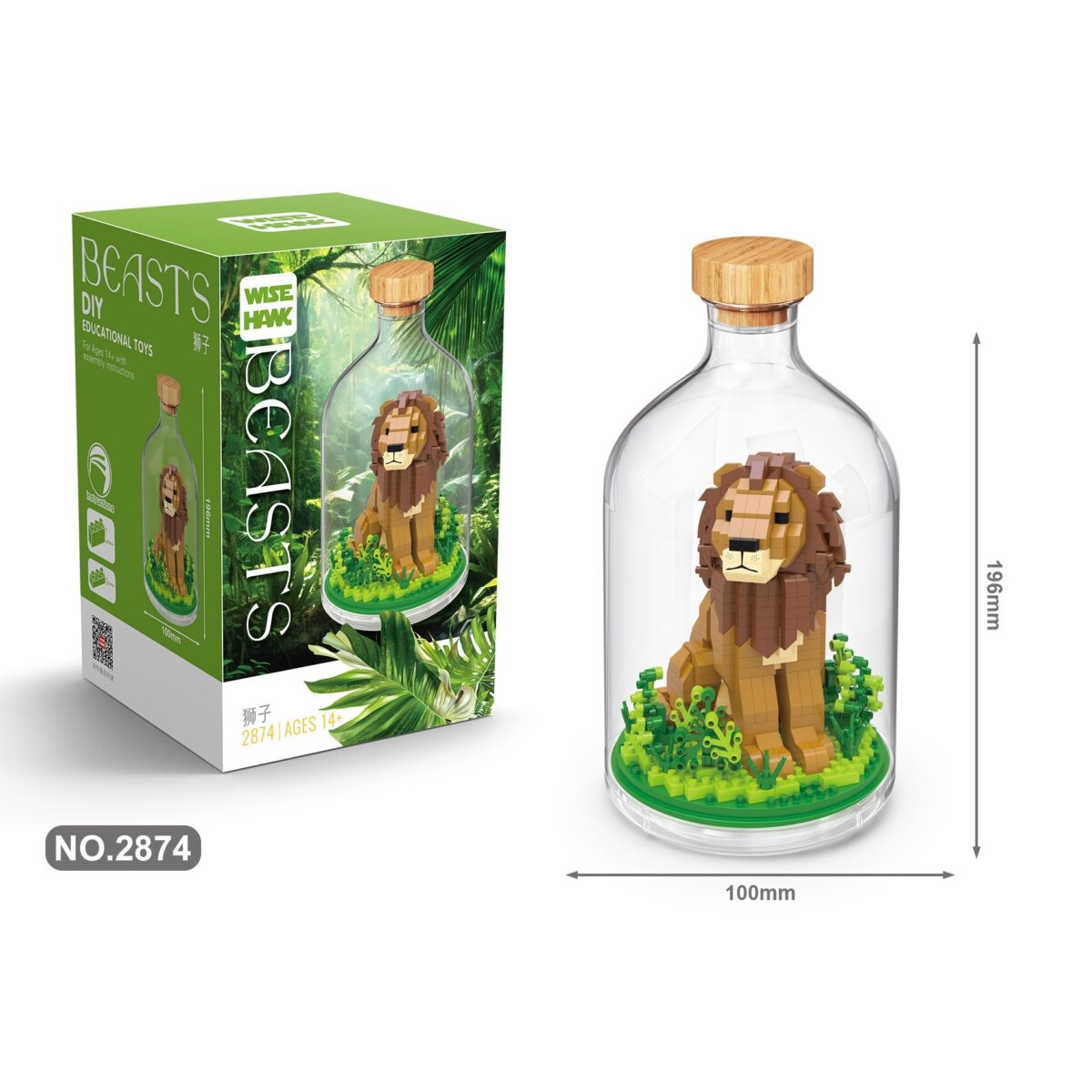 Set de Construit in Sticla, Embo, 728 Piese, din Plastic, +14 Ani, 10 x 19.6 cm, Model Leu, Multicolor - imagine 2