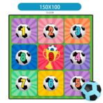 Set de Fotbal Embo, Joc Recreativ Pentru Copii, Minge cu Scai, Plansa din Material textil, 150 x 150 cm, Model Trofeu, Multicolor - imagine 3