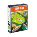 Set de Golf, Embo, Interactiune Parinte-Copil, Covor de Golf, 140 x 98 cm, 4 Mingii cu Scai, 3 Crose Reglabile, Model B, +3 Ani, Multicolor