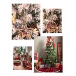 Set 6 Decoratiuni de Craciun din Lemn, Embo, cu Snur pentru Agatare in Brad, Model Brad, Glob si Steluta, Rosu - imagine 3