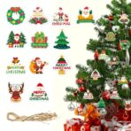 Set Decoratiuni de Craciun pentru Brad, Embo, Modele Variate, Sfoara Inclusa, 12 Piese, 5.5 x 6.5 cm, Model A, Multicolor - imagine 3