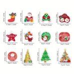 Set Decoratiuni de Craciun pentru Brad, Embo, Modele Variate, Sfoara Inclusa, 12 Piese, 6 x 7 cm, Model B, Multicolor - imagine 2