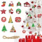 Set Decoratiuni de Craciun pentru Brad, Embo, Modele Variate, Sfoara Inclusa, 12 Piese, 6 x 7 cm, Model B, Multicolor - imagine 3