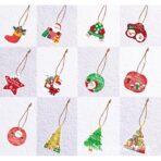 Set Decoratiuni de Craciun pentru Brad, Embo, Modele Variate, Sfoara Inclusa, 12 Piese, 6 x 7 cm, Model B, Multicolor - imagine 4