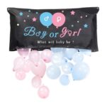 Set Gender Reveal, Embo, Balloon Drop Bag, din Plastic si Latex, 24 Baloane Roz si Albastru 13 cm, Sac pentru Baloane 60 x 120 cm, Multicolor
