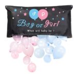 Set Gender Reveal, Embo, Balloon Drop Bag, din Plastic si Latex, 24 Baloane Roz si Albastru 13 cm, Sac pentru Baloane 60 x 120 cm, Multicolor